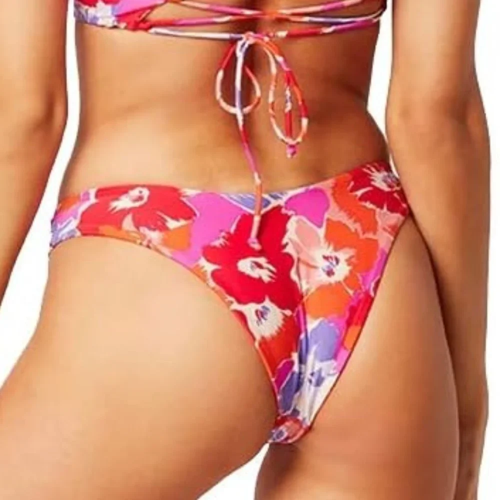 l*space Cabana Bitsy Cut Bikini Bottom in Super Bloom Reversible to‎ Orange